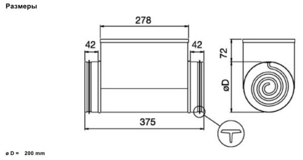 Электрический нагреватель Systemair CB 200-5,0 400V/2 DUCT HEATER